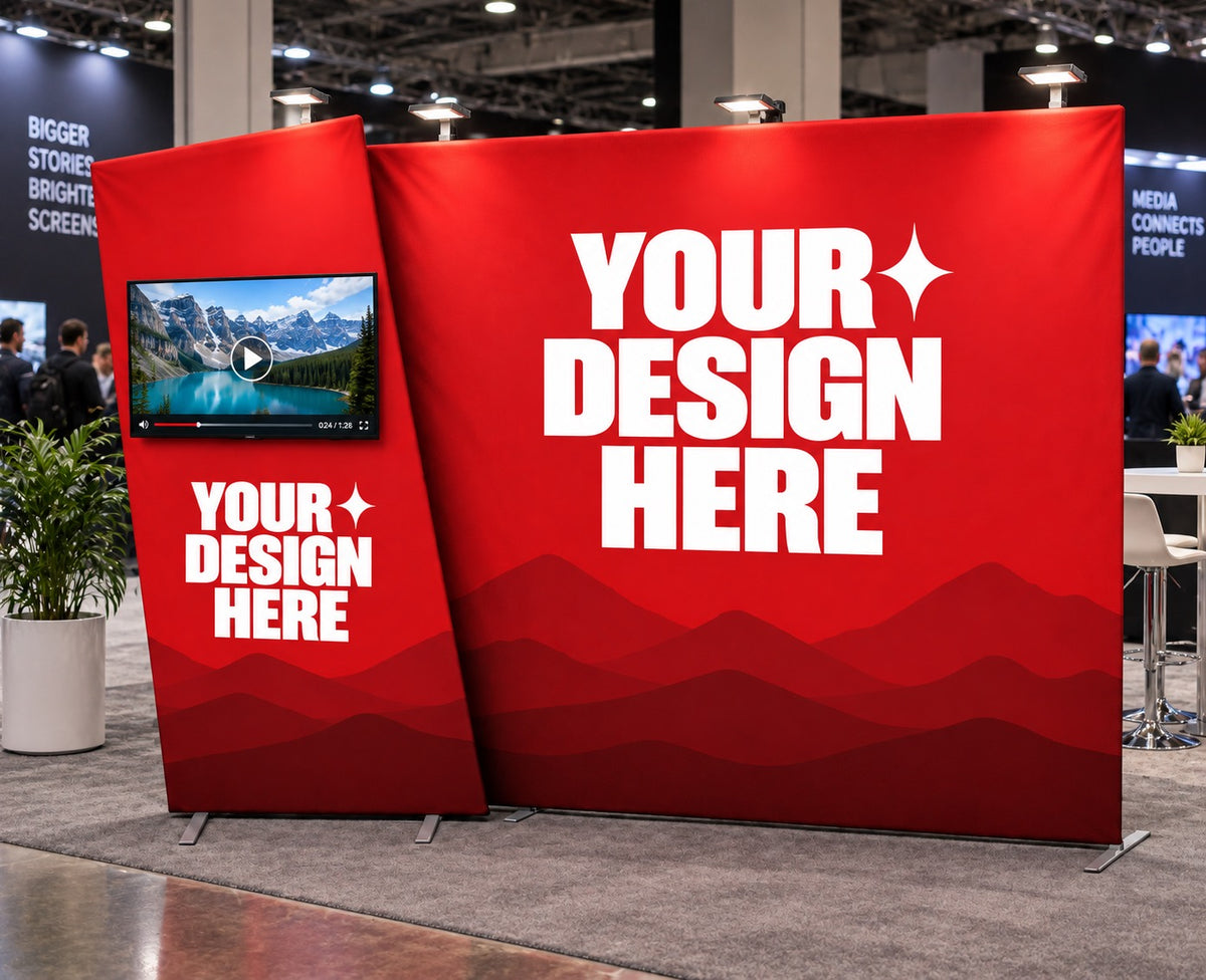 Trapezoid Backdrop with TV Rack