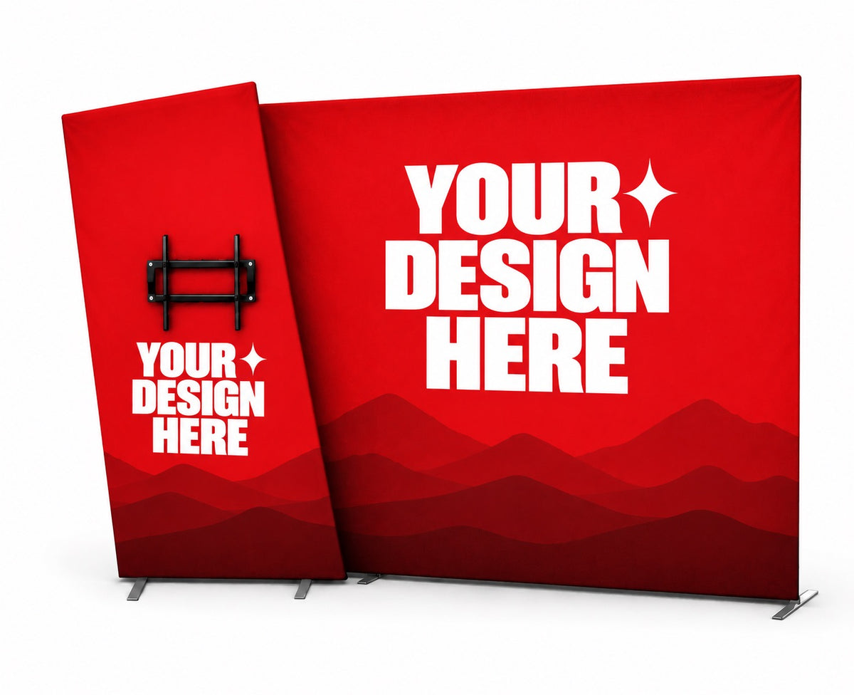 Trapezoid Backdrop with TV Rack