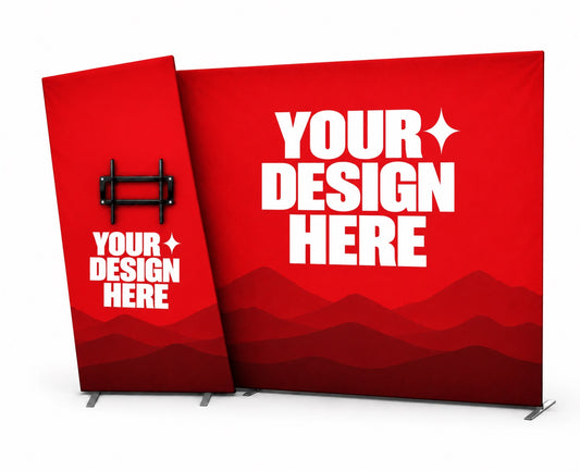 Trapezoid Backdrop with TV Rack